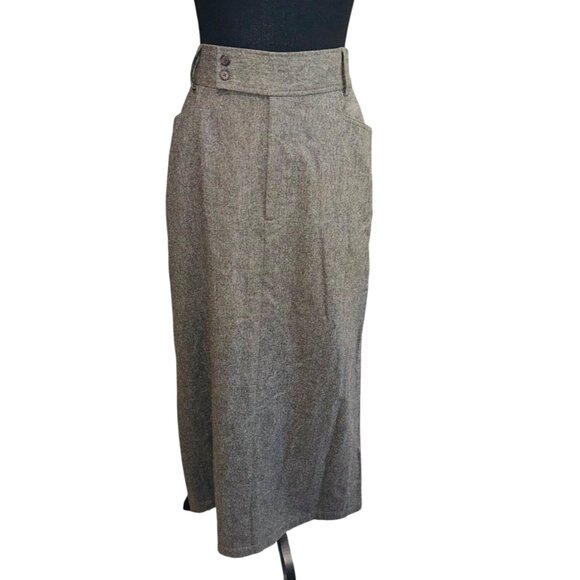 Polo Sport Ralph Lauren Gray Wool Cashmere Maxi Skirt Preppy Academic Sustainabl - Picture 1 of 9